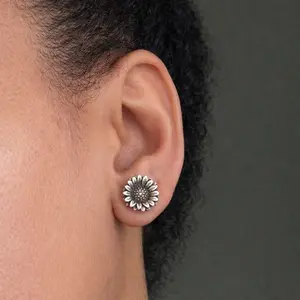 GAIA Sunflower Stud Earrings – 925 Sterling Silver