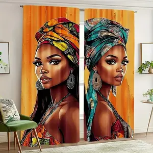 Modern African Style Door Curtain Set, Window Curtain, Flat Print Design, Ideal for Modern Home Decor, Durable and Stylish Curtains