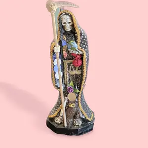 Santa Muerte charged 12 inch statue Black