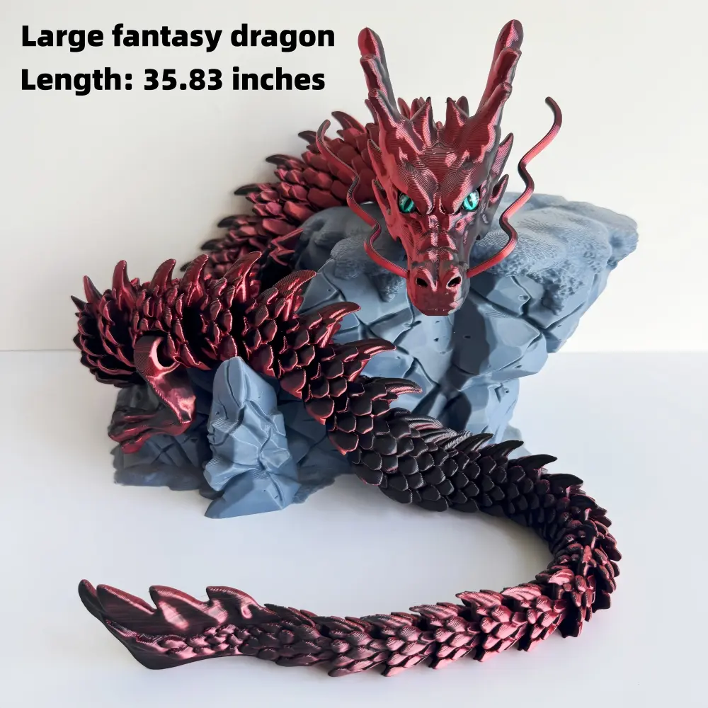 35.83-inch 3D-Printed Dragon Sculpture - Intricate Color Design, Perfect for Collectors and Enthusiasts, Unique Art Piece,Home Decor Statue Figurine