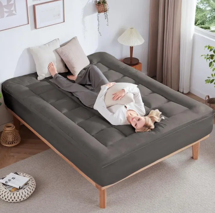 BDEUS Twin Size Dual Layer 5 inch Memory Foam Mattress Topper, 2 inch Gel Memory Foam and 3 inch Cooling Pillow Top Mattress Pad Cover for Back Pain,Gray