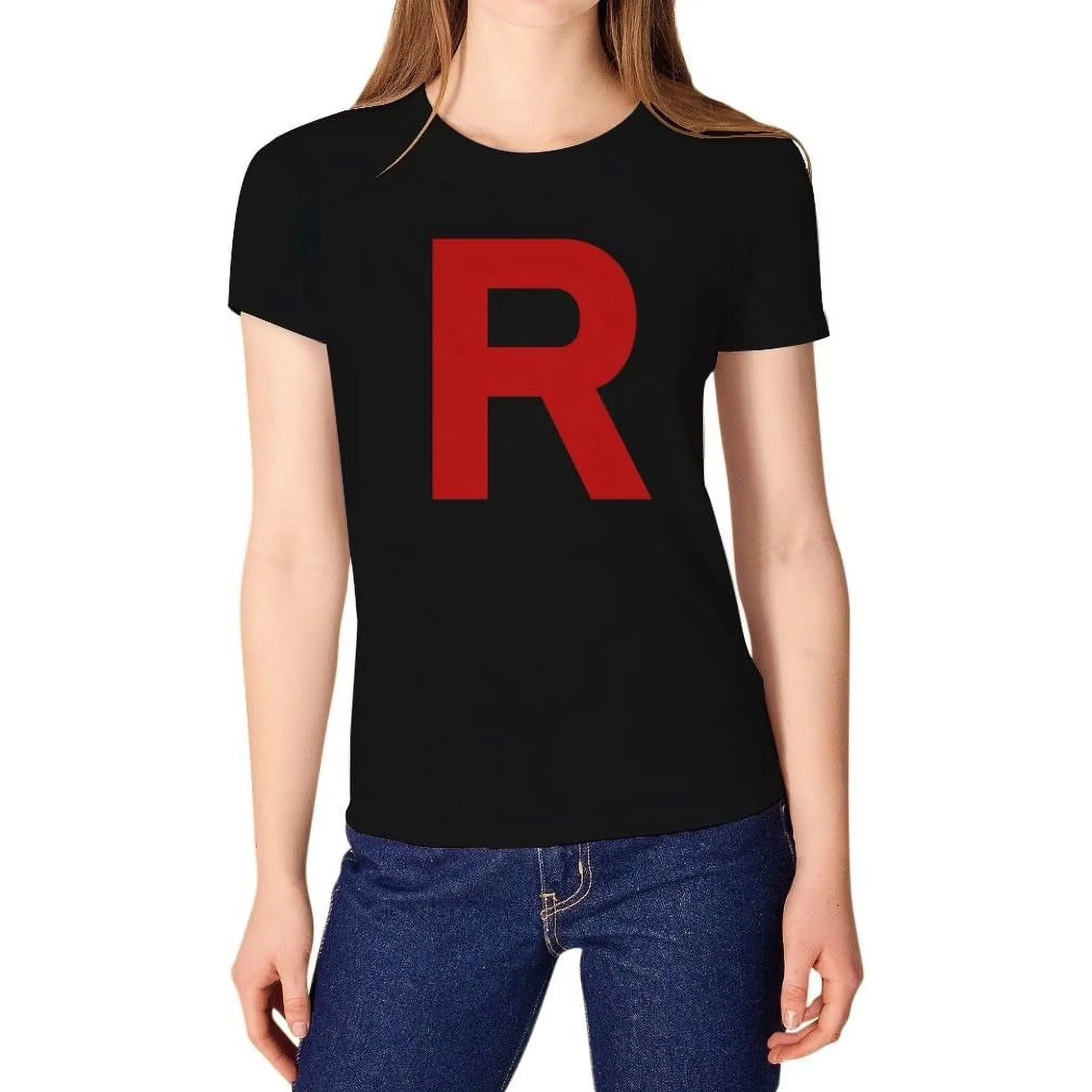 1pc Team Rocket Inspired Shirt Costume Adult Halloween Shirts for Women Black Large