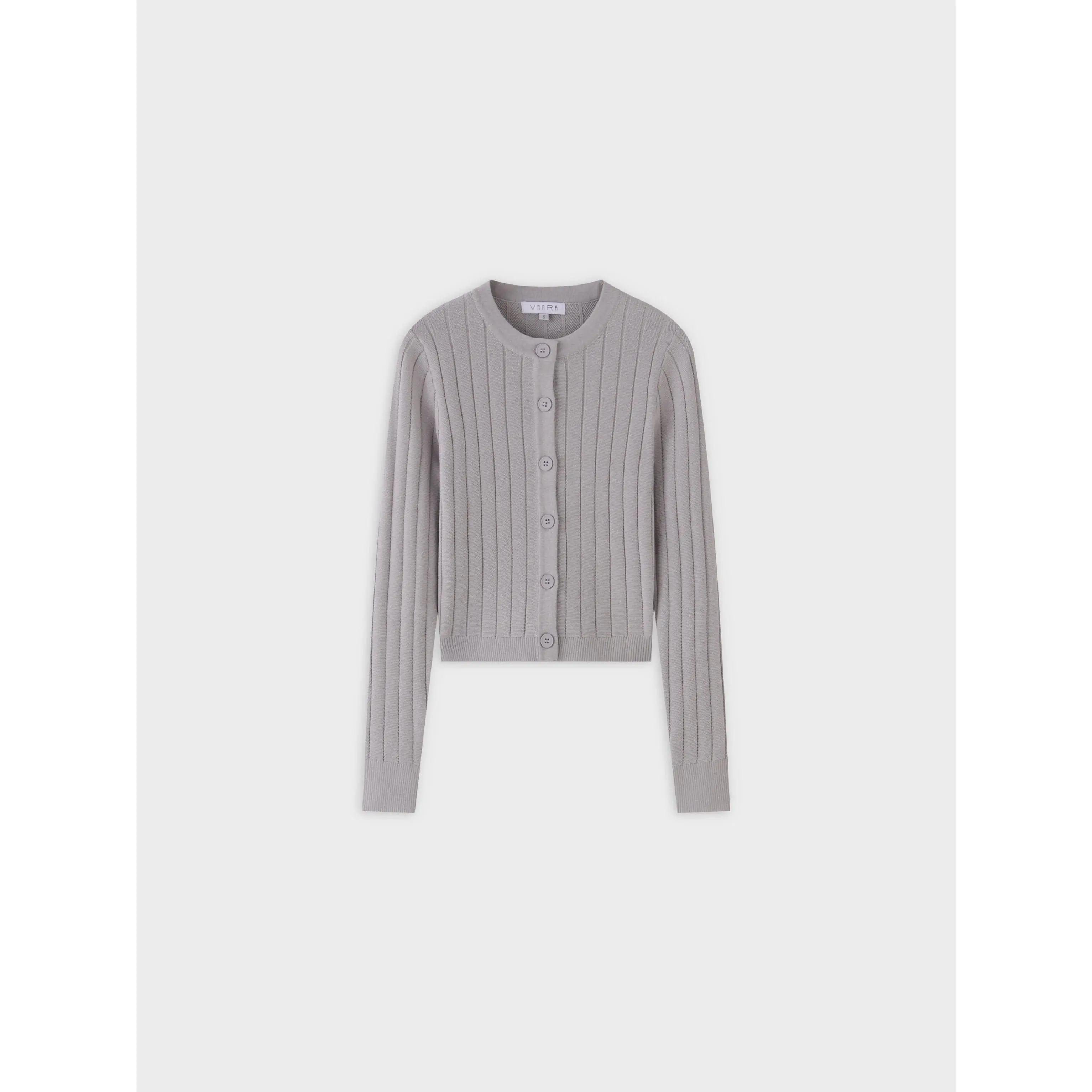 Silky Knit Cropped Cardigan-Silver Grey