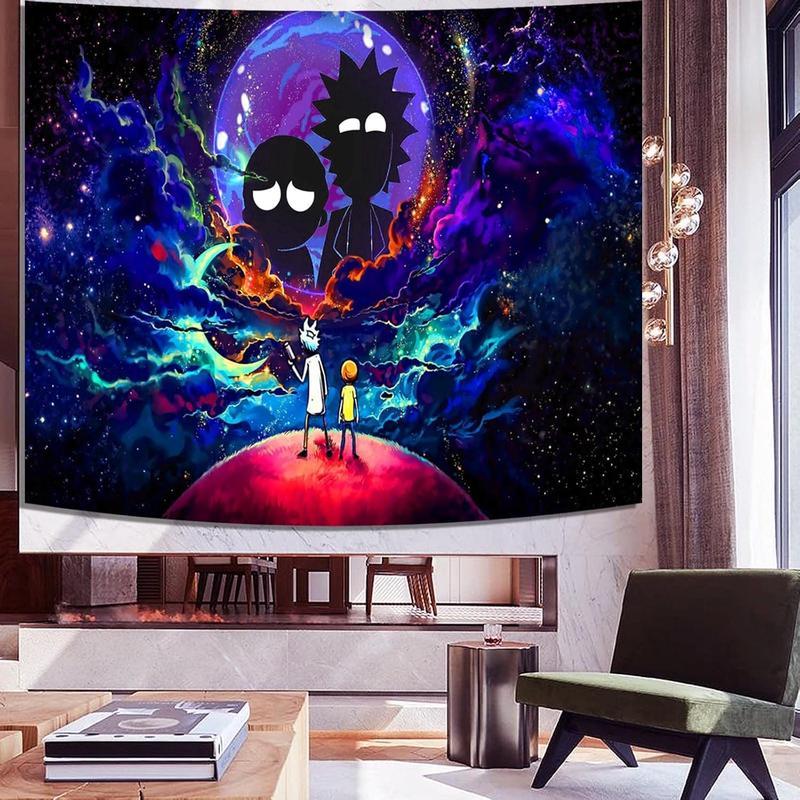 Trip-py Space Wall Tapestry Hippie Anime Poster for Bedroom Aesthetics Funny Galaxy Star Room Decor Flag Wall Hanging for Teen Girls Men Dorm Living Room