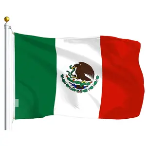 Mexico Mexican Flag 100D Printed Polyester 3x5 Ft Bandera de México Single-Sided, Not Embroidered