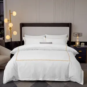 3-Piece Embroidered Hotel Style White Decorative Bedding Set, Includes 1 Duvet cover & 2 Pillowcases, Soft Brushed Cotton-like Fabric, All-Season Use