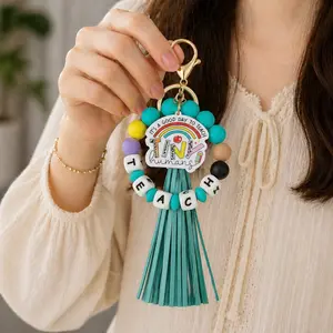 Multifunctional Silicone Wristlet Keychain with Acrylic Pendant, Portable Wrist Strap Key Ring, Bag Charm Holder for Car & House Keys bracelets gift mom
