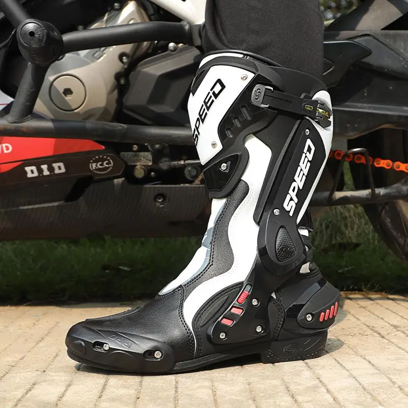 Men's & Women's Professional High-Top Motorcycle Riding Boots - All-Season Protective Gear, Non-Slip, Wear-Resistant, Anti-Collision, Ankle-Protective, Breathable, Ideal for Long-Distance Motorcycling