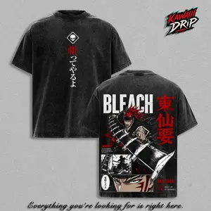 Renji Abarai Vintage Washed Bleach Graphic Tee, Soul Reaper Anime Shirt, Zanpakuto Manga Streetwear Top, Anime Lover Menswear Gift