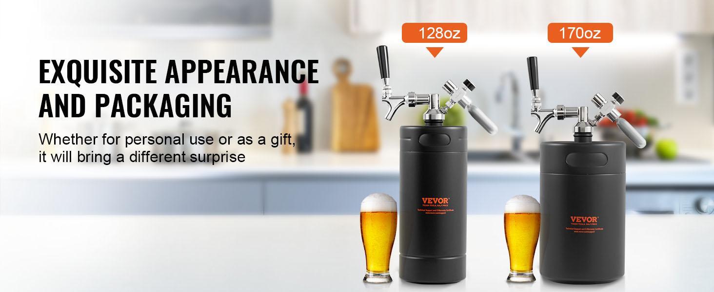 VEVOR Beer Growler Tap System, 170Oz 5L Mini Keg, 304 Stainless Steel Pressurized Beer Growler, Keg Growler with Pressure Display, CO2 Regulator Faucet, Leak-Proof Ring For Draft, Homebrew, Craft Beer VEVOR Beer Growler Tap System, 170Oz 5L Mini Keg, 304 Stainless Steel Pressurized Beer Growler, Keg Growler with Pressure Display, CO2 Regulator Faucet, Leak-Proof Ring For Draft, Homebrew, Craft Beer