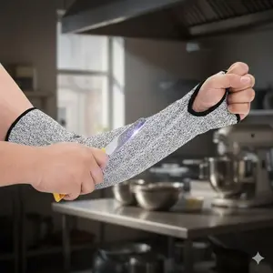 Professional Anti-Cut Sleeves & HPPE Mesh Gloves | Butcher-Grade Protection, High-Strength Fiber Arm Guards for Kitchen Safety | Durable Cut-Resistant Work Accessories