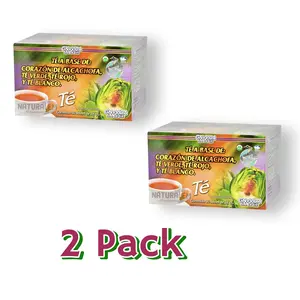 Tea Artichoke Herbal mix (2 Pack), (Green, Red & White Tea) GN VIDA 30 Tea Bags 3g ea Net Wt 90g Beverage Natural