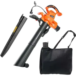 VEVOR 3 in 1 12 Amp Electric Leaf Blower, Leaf Vacuum and Mulcher for Lawn Care with Reusable Collection Bag and Wheeled Base