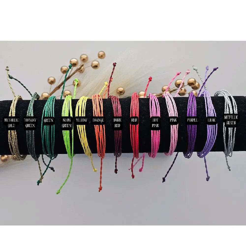 Handcrafted 8-Strand Wax Cord Bracelets - Waterproof - Inspired by Pura Vida - Handmade Friendship Accessories