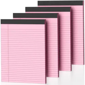 4 Pack Pink Legal Pads 8.5 x 11 Pink Note Pads 8.5 x 11 Notepad 8.5 x 11  Perforated Writing Pads Lined Paper Pads Wide Ruled Pad of Paper 30 Sheets Notebook for Study, To-Do Lists, Office