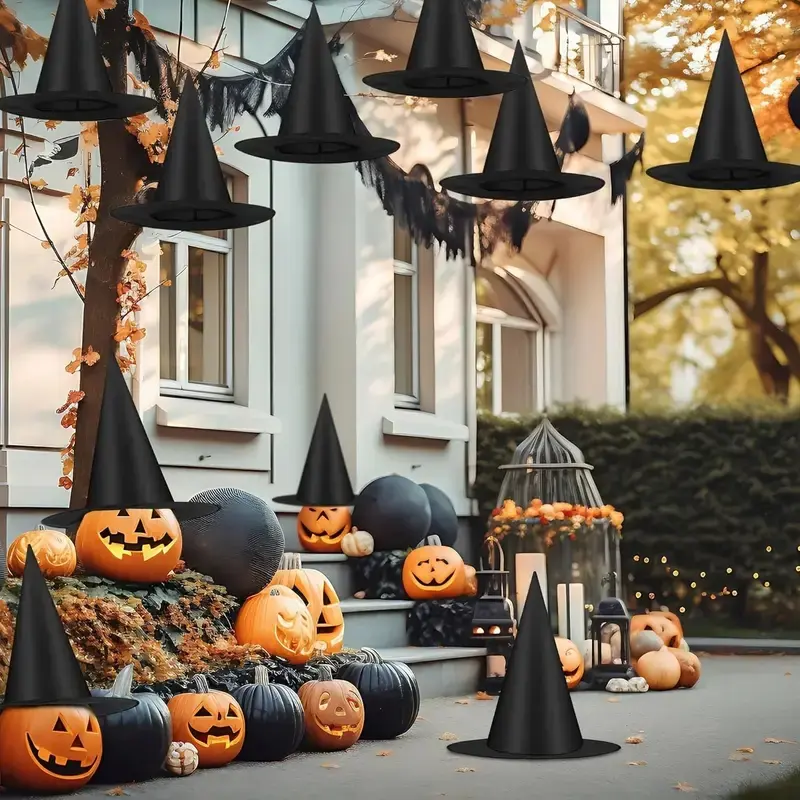 Halloween Floating Witch Hat Decorations, DIY Party Supplies, Creative Home Atmosphere Setup, Durable Halloween Night Decoration