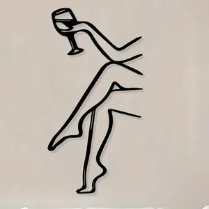 1 piece of vintage style wine enthusiast metal wall art - Artistic abstract female line art sculpture mural, suitable for kitchen decoration, perfect gift for wine enthusiasts, powder coated iron, wine decoration