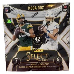 Panini Select 2024 Mega Box - 42 Cards Total, 7 Packs, 6 Packs per Box, 10 Exclusive Black & Red Prizm Die-Cuts