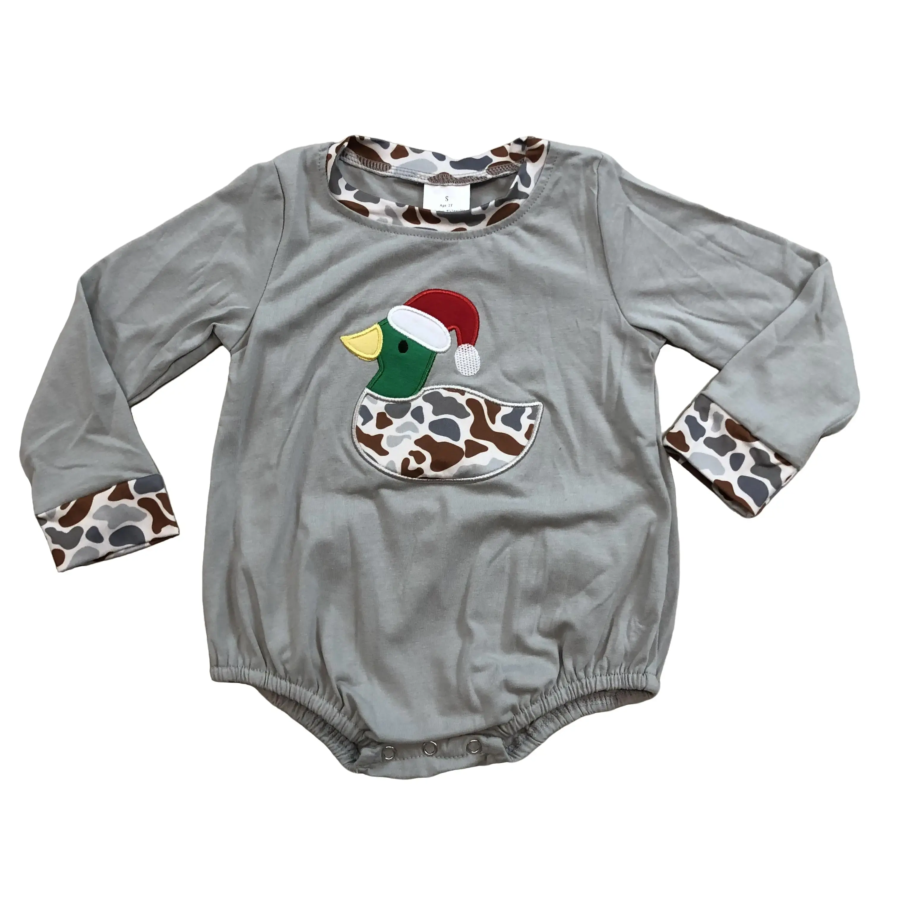 Baby Boy Camo Mallard Christmas Bubble Romper, Infant Toddler Clothes Winter Bodysuit