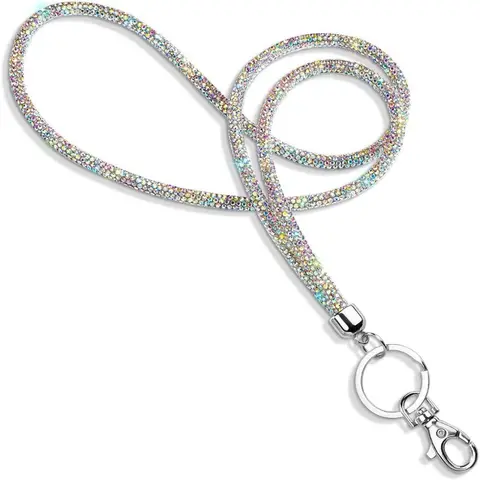 Rhinestone Decor ID Badge Holder, Glitter ID Card Holder Lanyard, Teacher Lanyard with ID Holder, Retractable Badge Reel, ID Badge Supplies for Office Staff Teachers Doctors, Nurse Badge Holder, Medical Badge Holder, Office Supplies