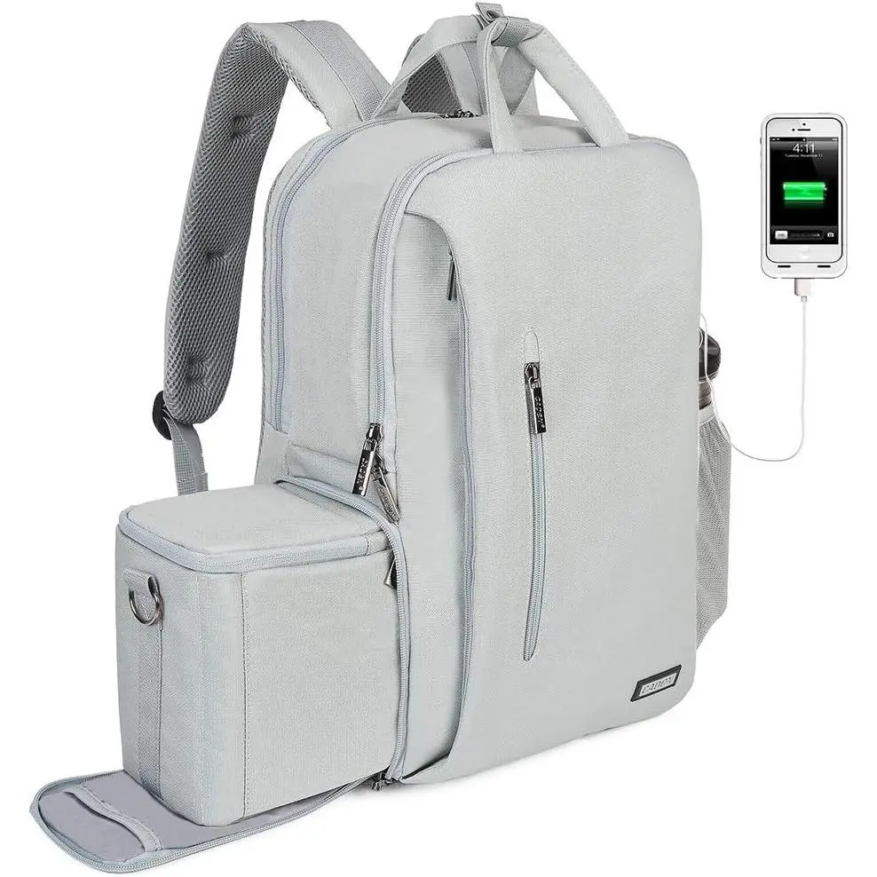 Camera Backpack w/ 15.6" Laptop Compartment, USB Charge Port, Tripod Holder, Rain Cover Compatible for