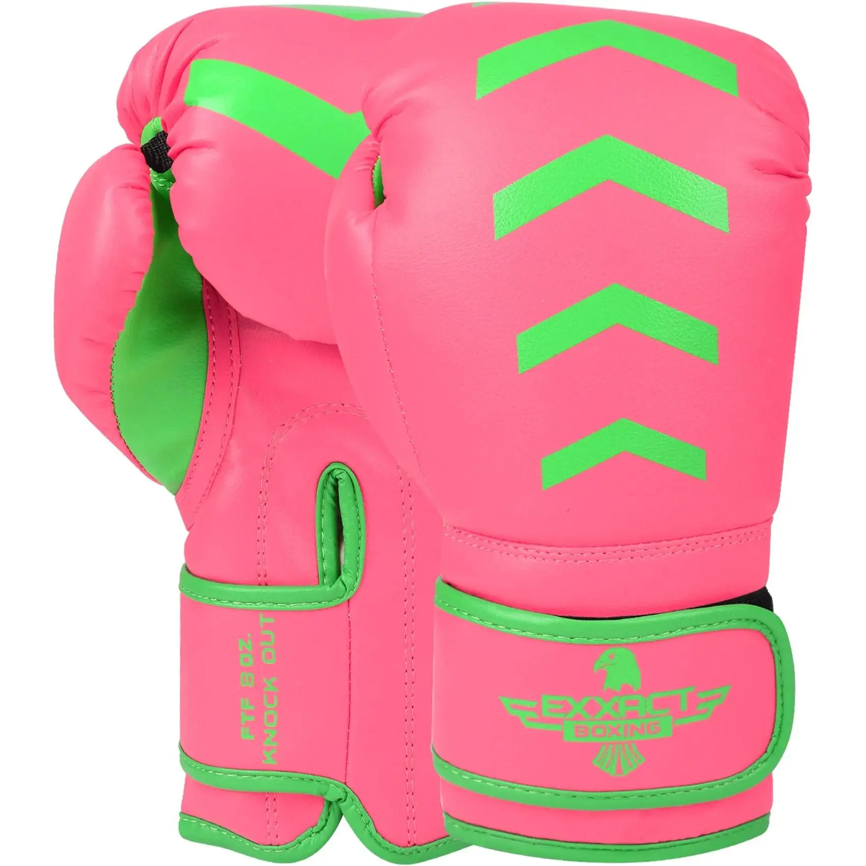 Exxact Sports Knockout Youth Boxing Gloves - Kids' (3-15 Years) Cushioned Anti-Injury Sports Gloves, Durable Engineered Leather, Wrist Support, Boxing Equipment for Training, Muay Thai Sparring Gear, Protective Gloves