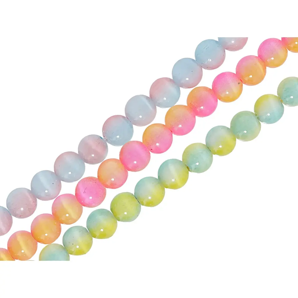 JTV Multicolor Cats Eye 8mm Round Bead Strand Set of 3