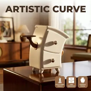 Desktop Storage Box, Creative Bending Drawer Design, Large Capacity Compartment Organizer, Food-Grade Plastic, for Vanity Jewelry Earrings Necklace Keys Watches, Home Hallway & Vanity Decor