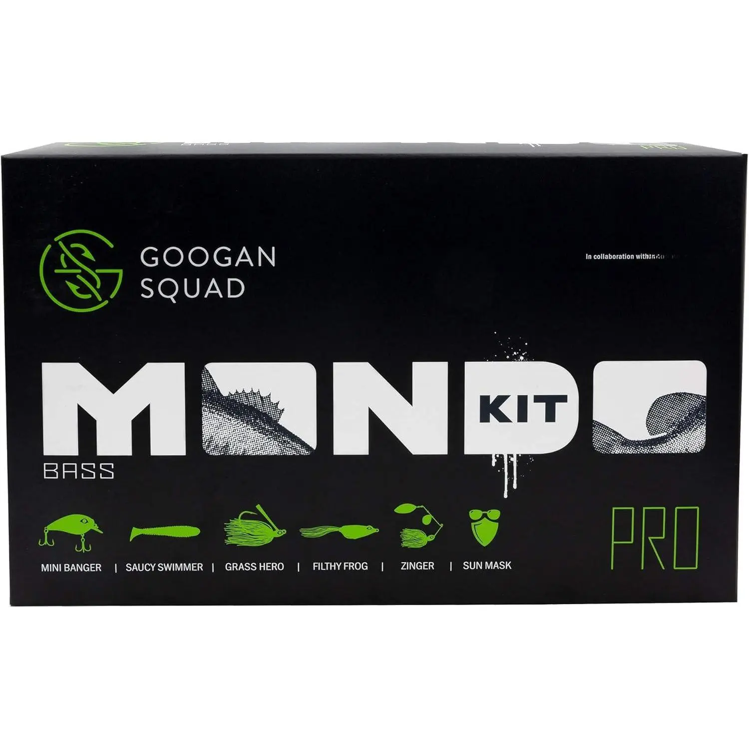 Googan Squad Bass Fishing Mondo Kit PRO | Mini Banger  Zinger Grass Filthy Frog Saucy Swimmer and Necko Sun Mask