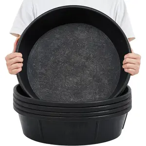 5-Piece Rubber Feeding Tray Set 12 Quart/3 Gallon Chicken Bath Tub Rubber Feeding Bucket Large Practical Horse Feed Bucket Livestock Tray Dog Bowl Pig Sheep Animal Feeding, 17.1 x 4.3inch