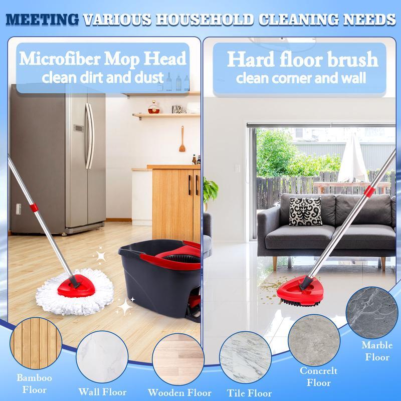 Spin Mop Head Replacements  & Shower Floor Scrubber (No Bucket), Compatible with Ocedar EasyWring 1-Tank System, Microfiber Spin Mop Refills Head, Cleaning All Floor, Easy Cleaning Easy to replace Machine Washable