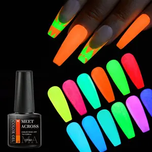 MEET ACROSS 7ml Fluorescent Gel Nail Polish Glow In The Dark Gel Polish Nail Polish Luminous Soak Off UV Gel Gel Manicure For Nail Art Decoration