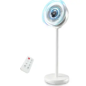 Pedestal Fan for Bedroom - 180° Wide Oscillating, 90° Vertical Tilt, 25dB Ultra Quiet DC Motor Standing Fan with Remote, 15 Speed Settings, 3 Modes, 12H Timer, 15-38" Height Adjustable