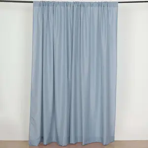 2 Pack 5ftx8ft Dusty Blue Polyester Backdrop Drape Curtains With Rod Pockets, Event Divider Panels 130GSM