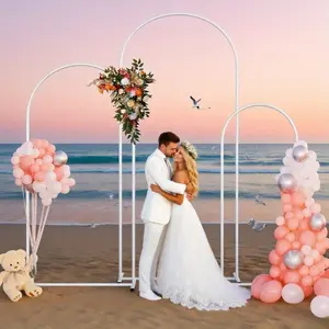 Metal Arch Backdrop Stand Gold Wedding Arch Stand Set of 3 (6ft, 5ft, 4ft) Wedding Arch Backdrop Stand Arched Backdrop Frame for Birthday Party Wedding Ceremony Baby Shower Garden Balloon Arch Decoration