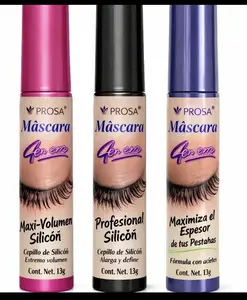 Prosa 4 IN 1 (3pack mascaras)  Maxi-Volume Waterproof Mascara by PROSA q tips Volumizing Lengthening Push Up bottom lashes eyeliner Professional roll elf Makeup