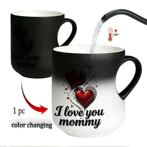 Magic Color-Changing Heart Mug, Love Mommy Design, Thermosensitive Ceramic, 330ML, Mother's Day & Birthday Gift for Moms