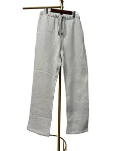 Light Oatmeal Mens Sweatpants Oversized Heavyweight Ultra Soft Fleece Uncuffed Relaxed Boxy Fit Casual Everyday Wear
