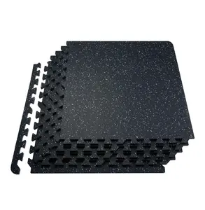 Gym Floor Mats 0.56 Inch Thick, 25 Tiles Rubber Foam Interlocking Mats - 100 Sq Ft Coverage for Home, Garage & Gym Workout - Black & White 25 pcs