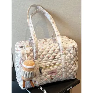Women's Cute Quilted Tote Bag, Large Capacity Shoulder Bag for Travel, Lightweight Travel Bag, Casual Mommy Bag, Newborn Bag