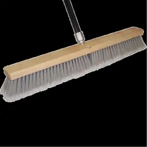 212 MAIN Grey Flag Tip Floor Sweep - Soft Bristle Broom with Handle, 24 in. Smooth Grey Bristles, 60 in. Threaded Handle for Home Cleaning Products