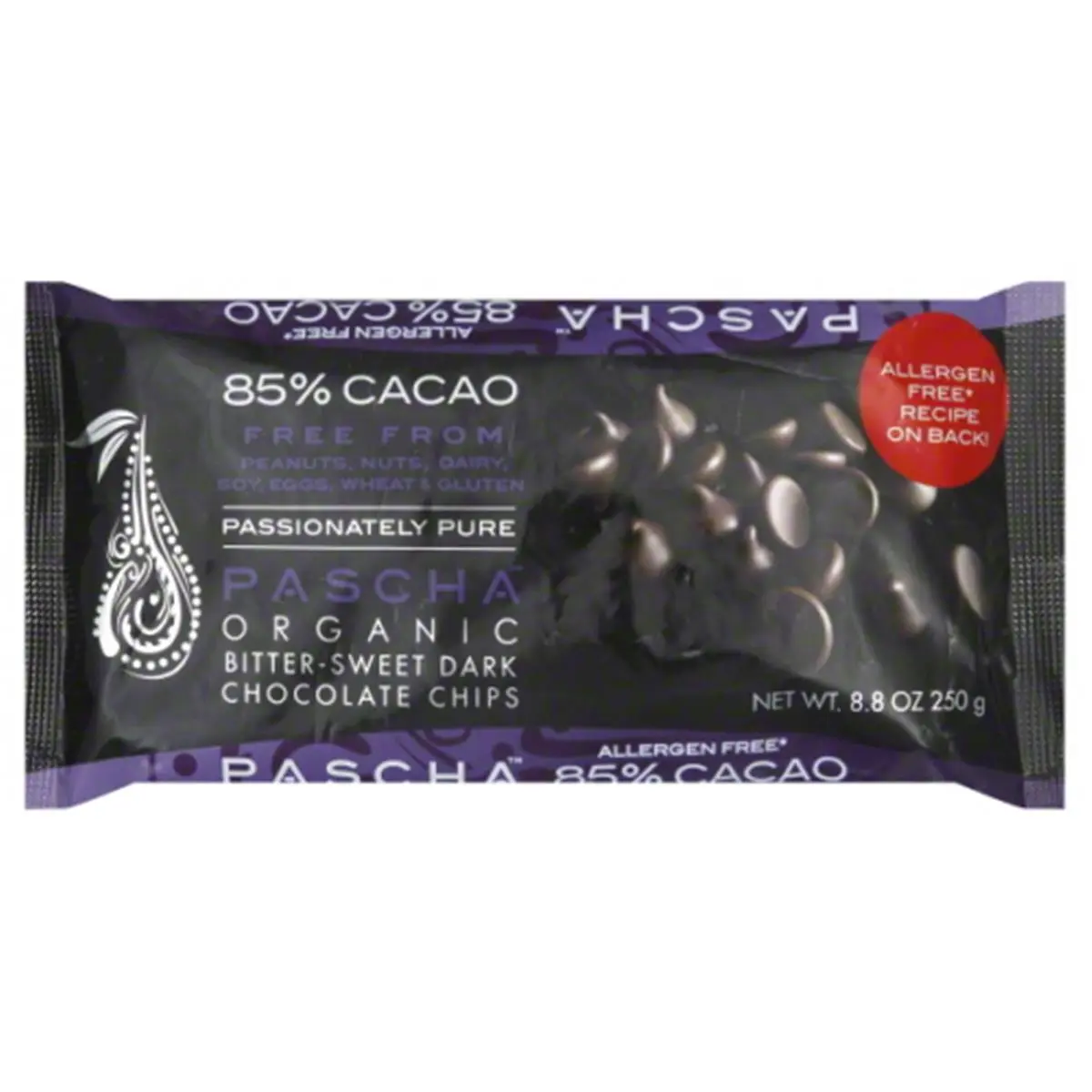 212 MAIN Passionately Pure USDA Organic Non-GMO Hypoallergenic Gluten-Free 85% High Cacao Bittersweet Chocolate Baking Chips, 8.75 oz - Pack of 6