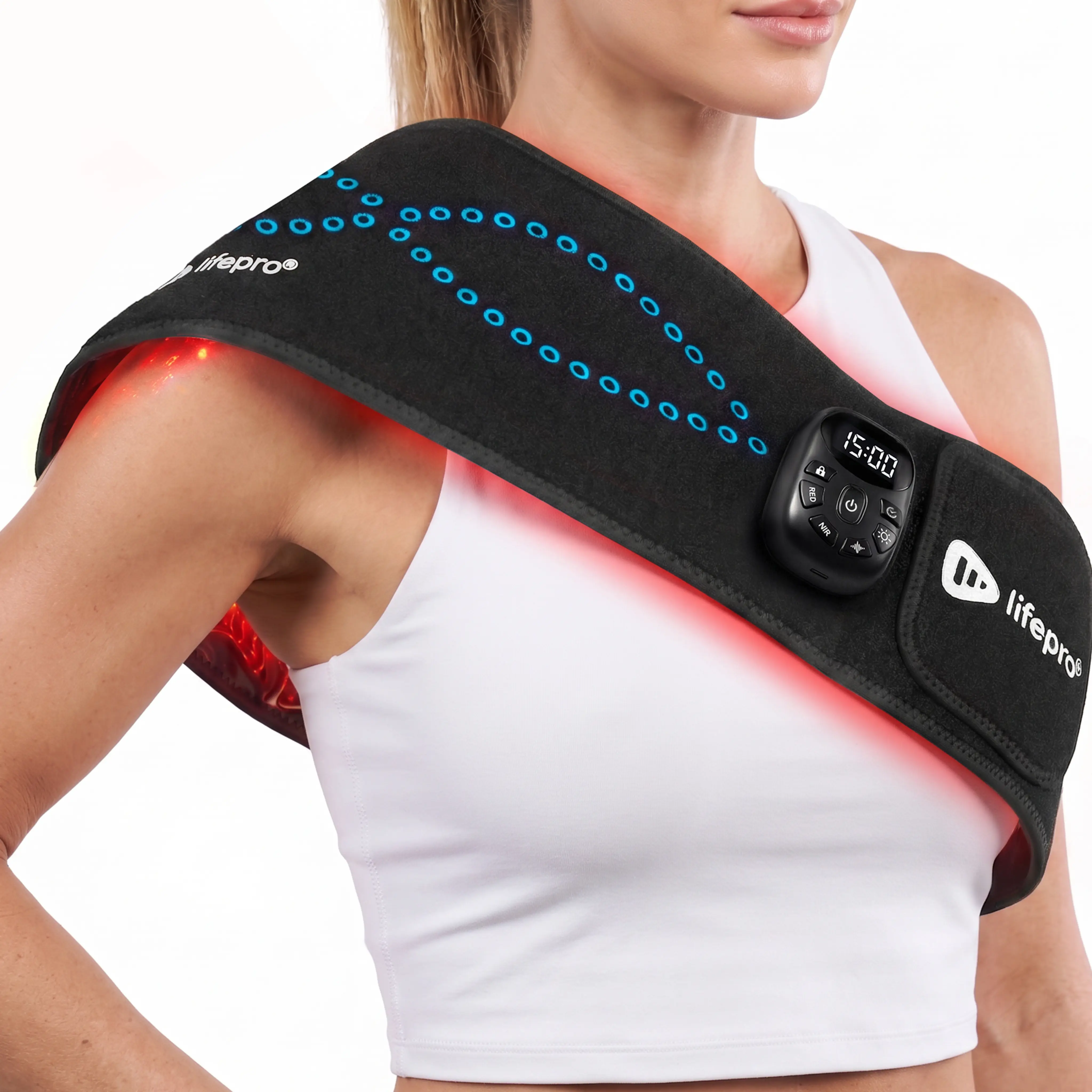 Lifepro Red Light Therapy Belt Cordless – AllevaRed Pro Elite 660nm & 850nm Near Infrared Red Light Therapy - Heating Pad - For Body, Back and Shoulder - Adjustable & Portable for Wellness & Relaxation
