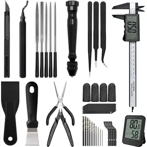 3D Printer Tool Kit Essential 3D Printer Tools for Removing, Smoothing, Finishing, Deburring, Craving, Drilling 3D Printer Accessories for Bambu Lab, Ender3-Measuring Tool Kit-Beginner