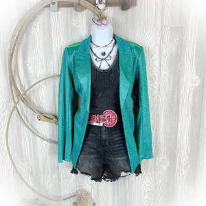 Western Turquoise Sparkly Iridescent Blazer