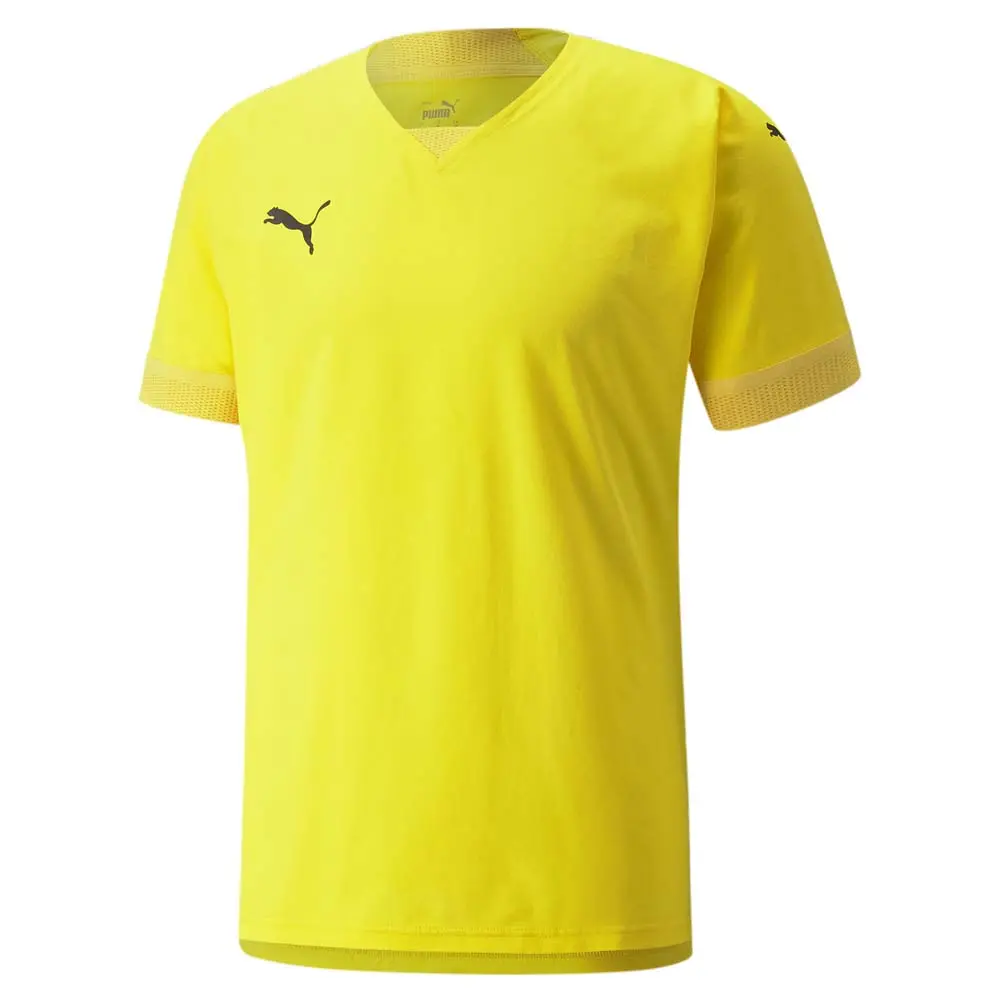PUMA Mens Teamfinal V-Neck Short Sleeve Jersey Casual - Yellow PUMA Mens Teamfinal V-Neck Short Sleeve Jersey Casual - Yellow