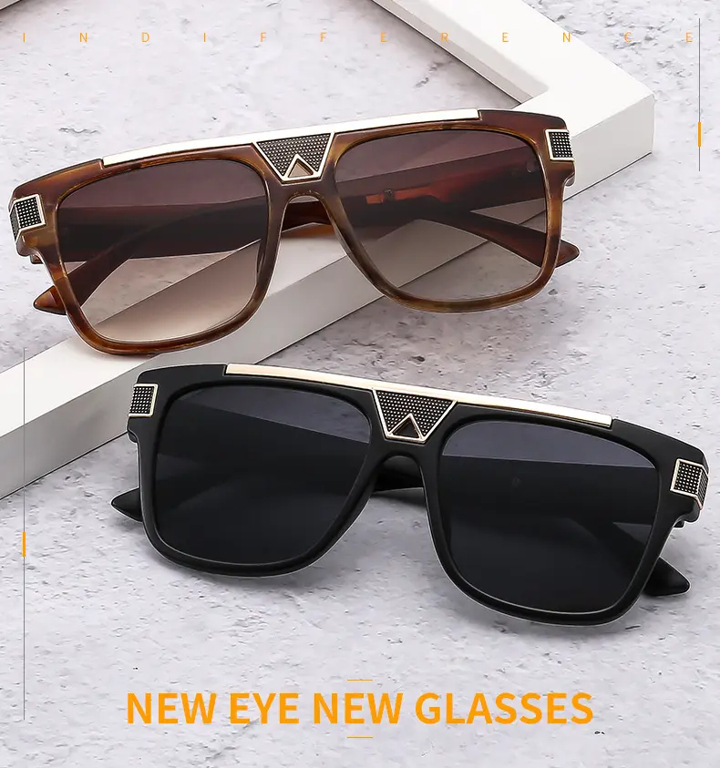 Retro Oversized Sunglasses Flat Top Shield Sun Glasses for  display picture 1