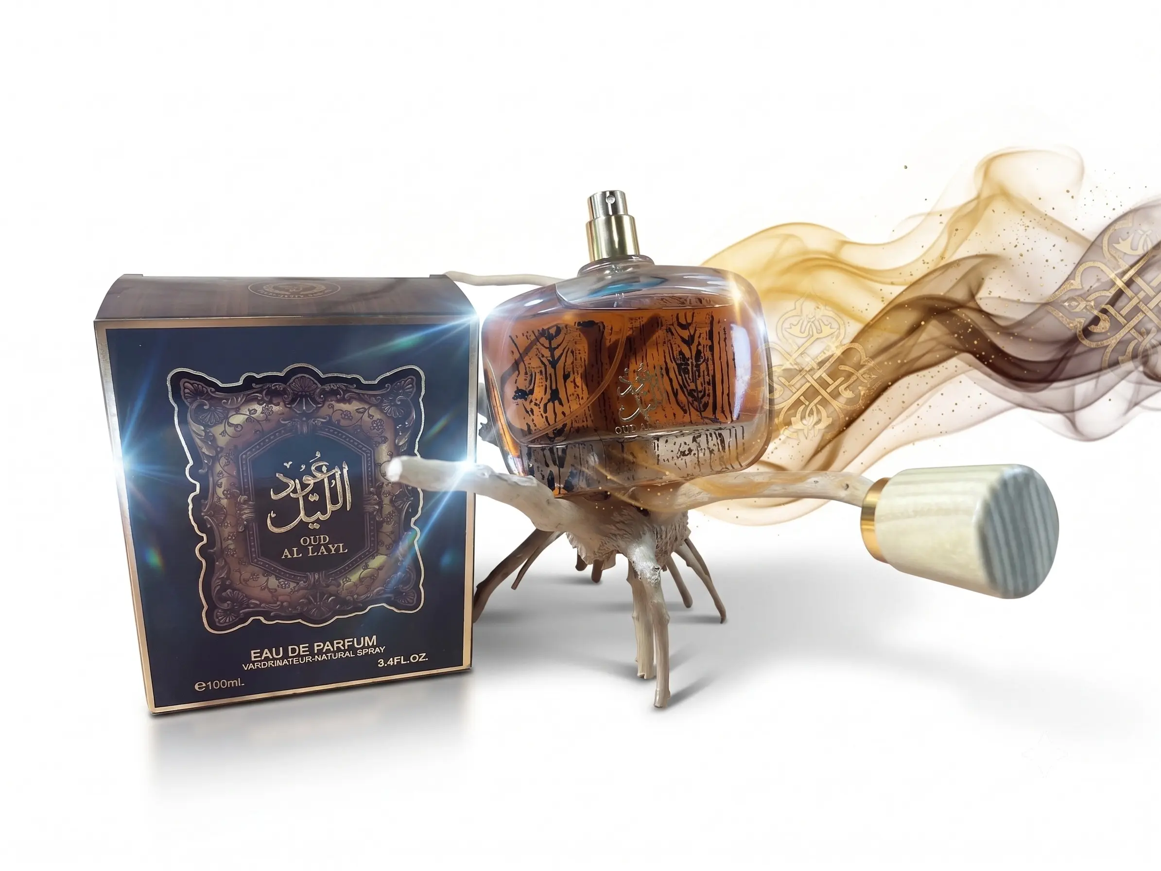 Oud Al Layl Perfume 100ml - Long Lasting Woody Oriental Fragrance Unisex, Luxury Middle Eastern Scent with Wooden Cap Gift