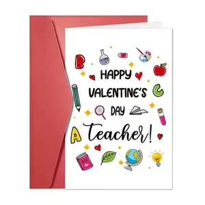 1pc Teacher Appreciation Gifts Cards Teacher Valentines Day Cards with Envelopes Happy Valentine's Day Cards for Teacher Valentines Greeting Cards Thank You Teacher Valentines Cards for Teacher Custom Message Card