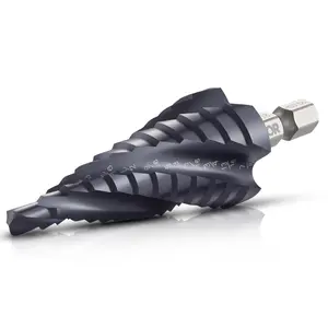 【Summervibes】VEVOR Step Drill Bit, 3/16 to 7/8 inch, 1/4 inch Hex Shank, TiAlN Coating Cobalt HSS High Speed Steel, Four Spiral Flute Step Bit for Metal, Stainless Steel, Aluminum, Wood, Plastic, Fiberglass
